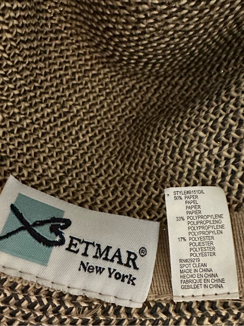 Vintage Betmar New York Neutral Braided Sun Hat - Women's Straw-Style Beach Hat - Picture 2 of 8